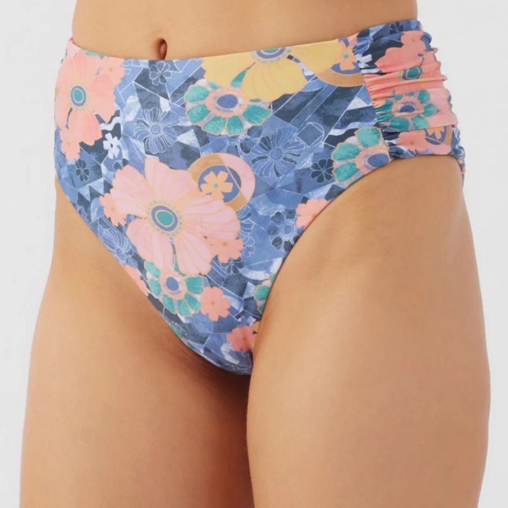 O'Neill Women's JADIA FLORAL LONG BEACH HIGH WAIST CHEEKY BOTTOMS NWT Size Med